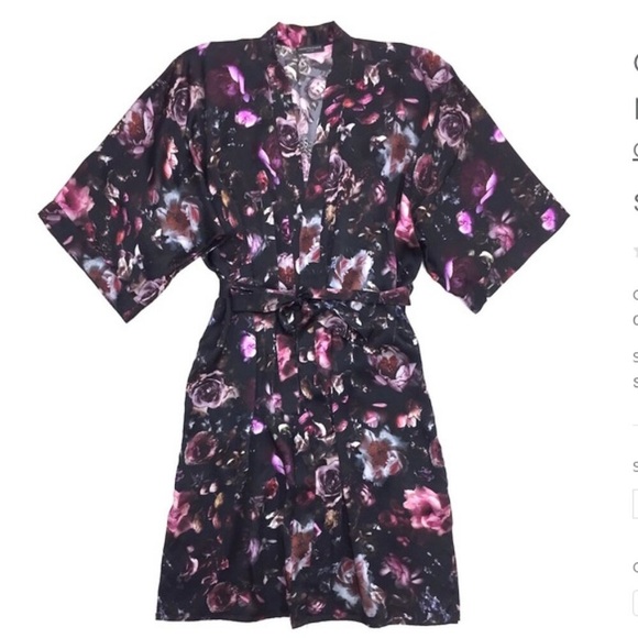Samantha Chang rose Midnight Silk Robe Kimono - Picture 3 of 4